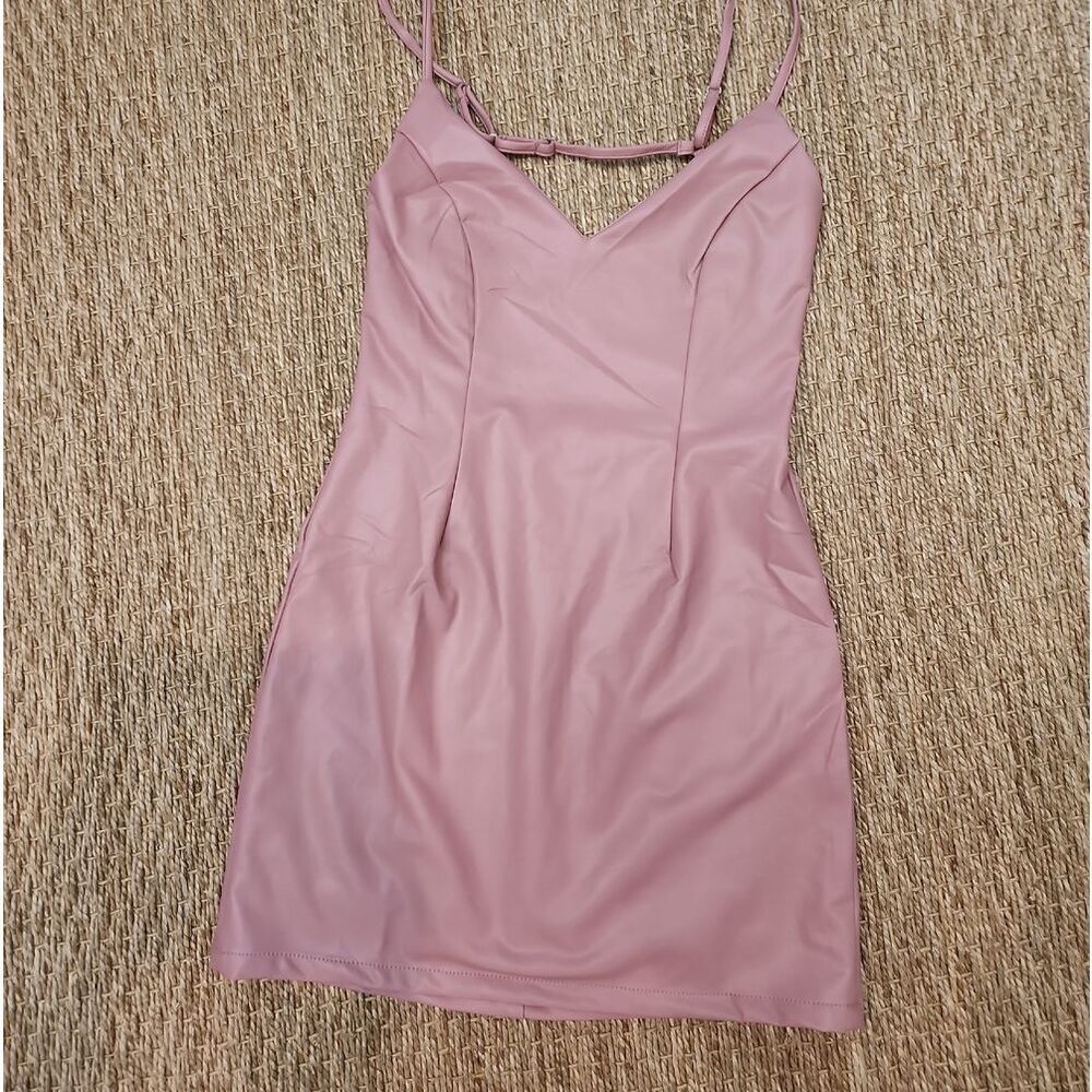 Sky To Moon Faux Leather Mini Slip Dress in Dusty Pink SIZE S Nwot